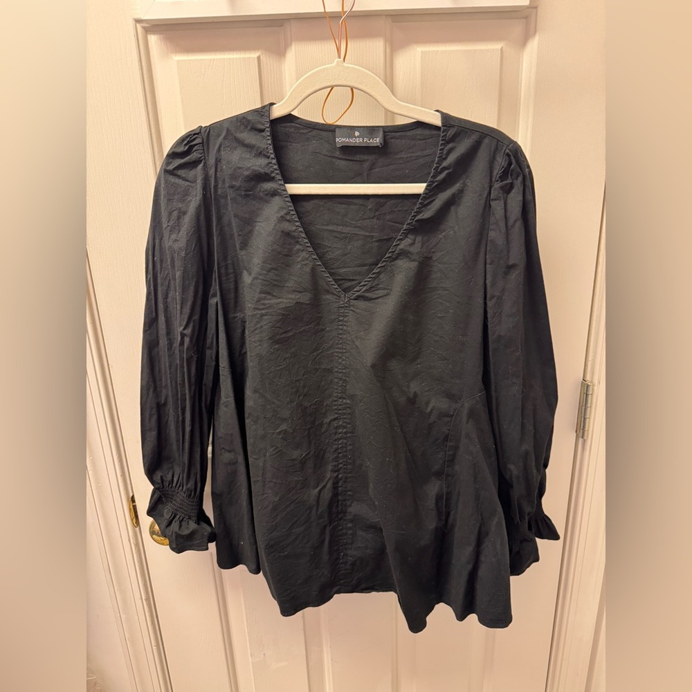 Pomander Place Black Blouse size XL but fits like a L